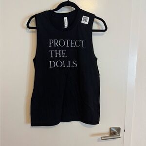 Protect the Dolls Black Sleeveless Graphic Tee